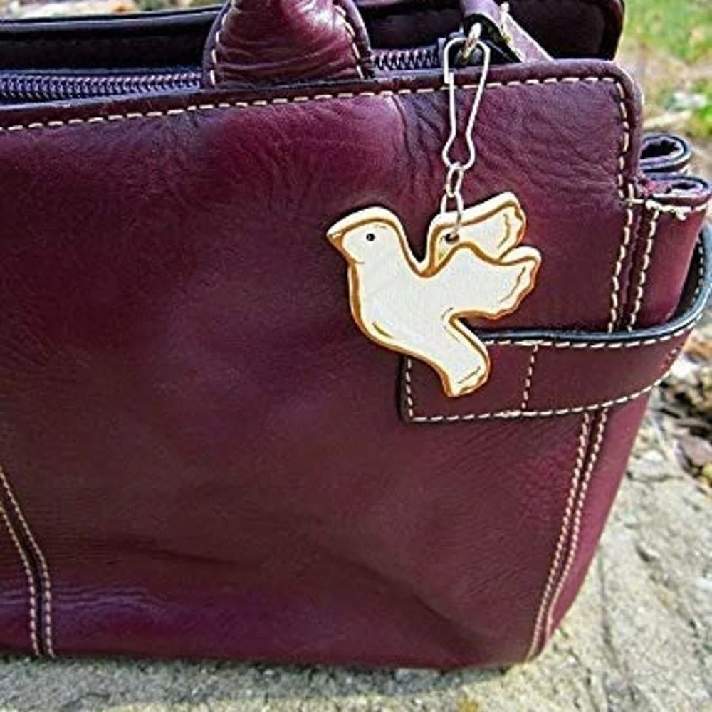 Wooden Dove Clip for purse backpack bag handmade handcrafted key chain